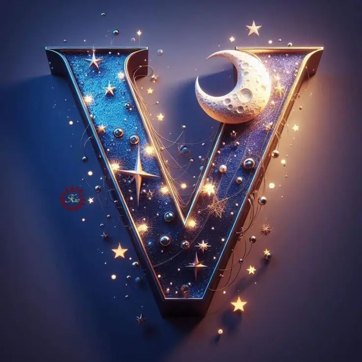 V-name-stylish-black-dp